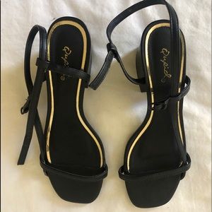 Black strappy kitten heels